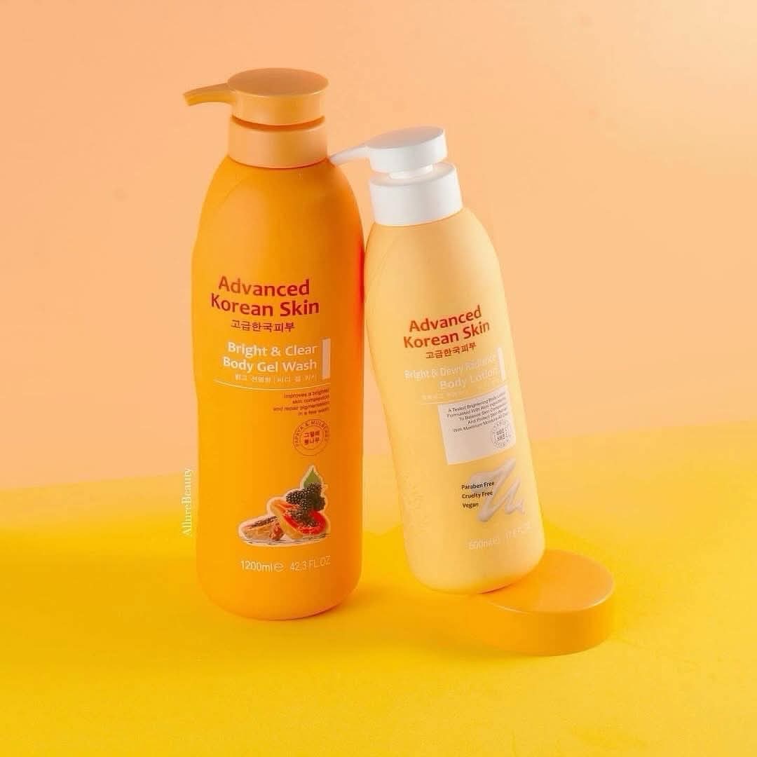 ADVANCED KOREAN SKIN Bright & Clear Body Gel Wash + Bright & Dewy Body Lotion