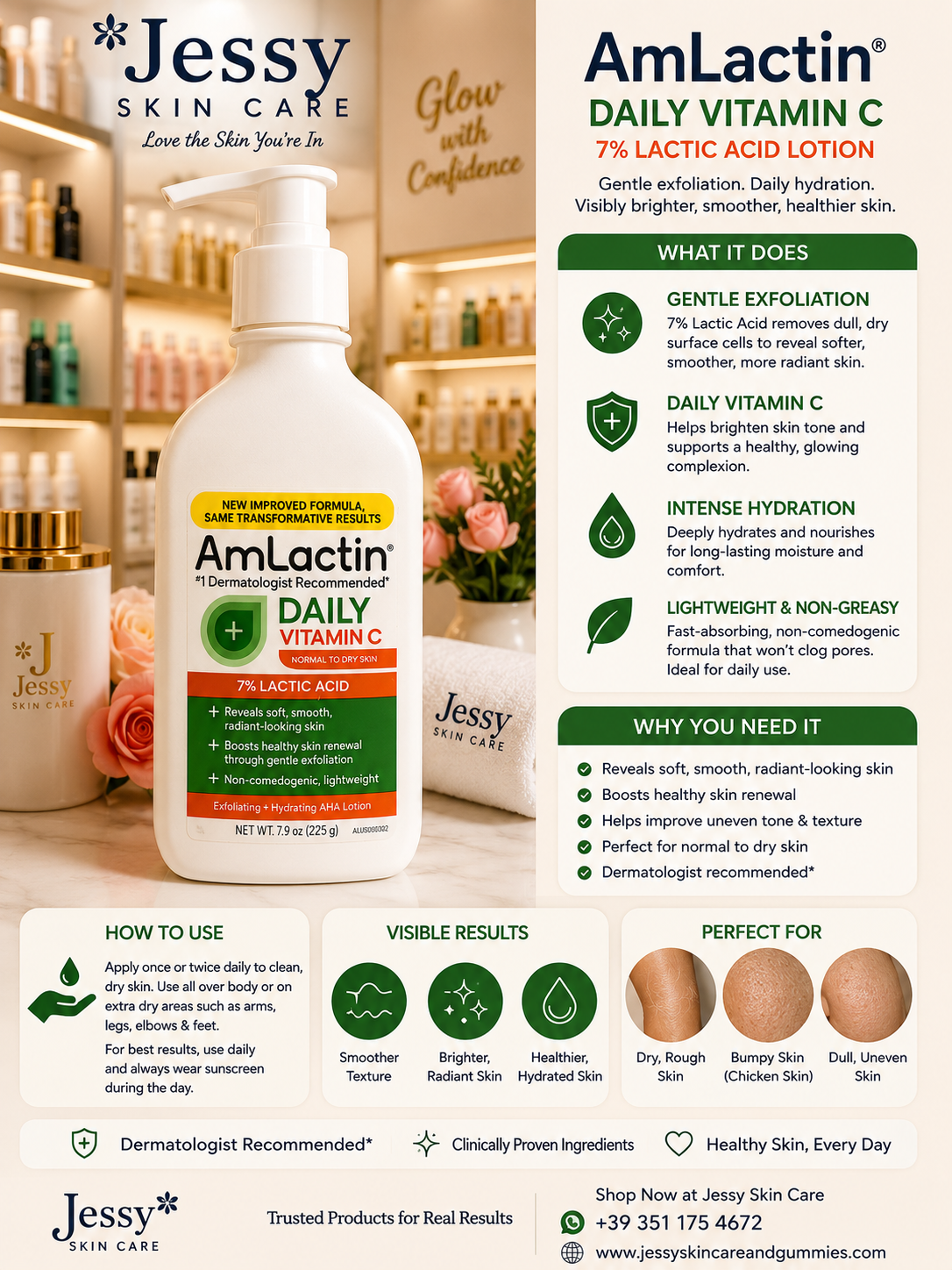 AmLactin Daily Vitamin C 7% Lactic Acid Lotion